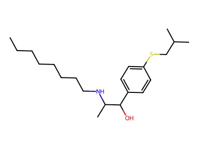 Benzenemethanol, 4-((2-methylpropyl)thio)-alpha-(1-(octylamino)ethyl)- structure