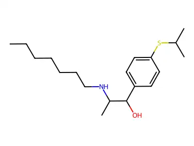 Benzenemethanol, alpha-(1-(heptylamino)ethyl)-4-((1-methylethyl)thio)- structure