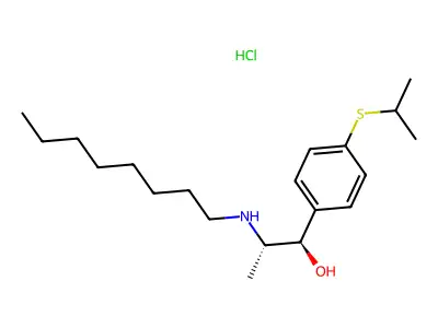 4-(Isopropylthio)-alpha-(1-(octylamino)ethyl)benzyl alcohol hydrochloride structure