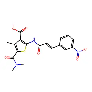 methyl 5-(dimethylcarbamoyl)-4-methyl-2-[[(E)-3-(3-nitrophenyl)prop-2-enoyl]amino]thiophene-3-carboxylate structure