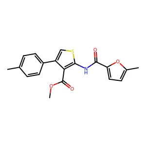 methyl 2-[(5-methylfuran-2-carbonyl)amino]-4-(4-methylphenyl)thiophene-3-carboxylate structure