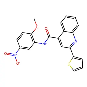 N-(2-methoxy-5-nitrophenyl)-2-thiophen-2-ylquinoline-4-carboxamide structure
