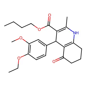 butyl 4-(4-ethoxy-3-methoxyphenyl)-2-methyl-5-oxo-1,4,5,6,7,8-hexahydroquinoline-3-carboxylate structure