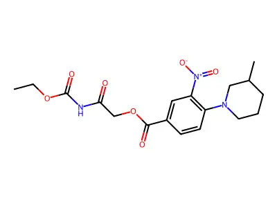 [2-(Ethoxycarbonylamino)-2-oxoethyl] 4-(3-methylpiperidin-1-yl)-3-nitrobenzoate structure