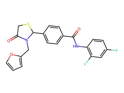 N-(2,4-difluorophenyl)-4-[3-(furan-2-ylmethyl)-4-oxo-1,3-thiazolidin-2-yl]benzamide structure