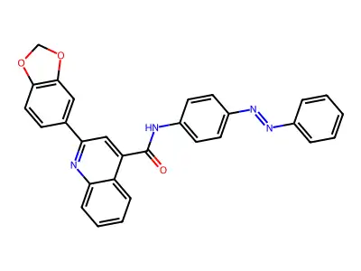 4-Quinolinecarboxamide, 2-(1,3-benzodioxol-5-yl)-N-[4-(2-phenyldiazenyl)phenyl]- structure
