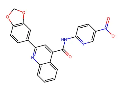 2-(1,3-benzodioxol-5-yl)-N-{5-nitro-2-pyridinyl}-4-quinolinecarboxamide structure
