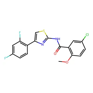 5-chloro-N-[4-(2,4-difluorophenyl)-1,3-thiazol-2-yl]-2-methoxybenzamide structure