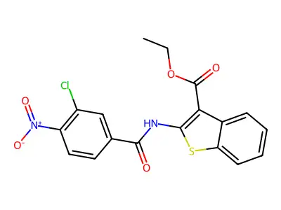 Ethyl 2-[(3-chloro-4-nitrobenzoyl)amino]-1-benzothiophene-3-carboxylate structure