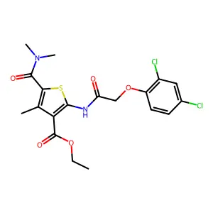 ethyl 2-{[(2,4-dichlorophenoxy)acetyl]amino}-5-[(dimethylamino)carbonyl]-4-methyl-3-thiophenecarboxylate structure