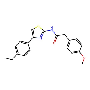 N-[4-(4-ethylphenyl)-1,3-thiazol-2-yl]-2-(4-methoxyphenyl)acetamide structure