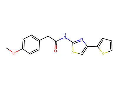 2-(4-methoxyphenyl)-N-[4-(thiophen-2-yl)-1,3-thiazol-2-yl]acetamide structure