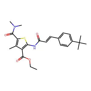 ethyl 2-[[(E)-3-(4-tert-butylphenyl)prop-2-enoyl]amino]-5-(dimethylcarbamoyl)-4-methylthiophene-3-carboxylate structure