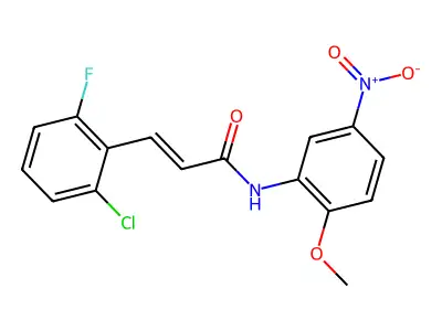 (E)-3-(2-chloro-6-fluorophenyl)-N-(2-methoxy-5-nitrophenyl)prop-2-enamide structure