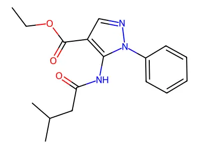 Ethyl 5-[(3-methyl-1-oxobutyl)amino]-1-phenyl-1H-pyrazole-4-carboxylate structure