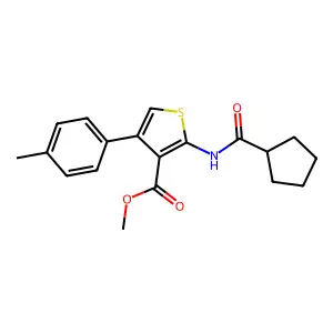 Methyl 2-(cyclopentanecarbonylamino)-4-(4-methylphenyl)thiophene-3-carboxylate structure