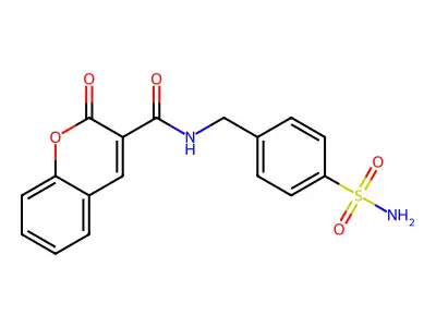 2-oxo-N-[(4-sulfamoylphenyl)methyl]-2H-chromene-3-carboxamide structure