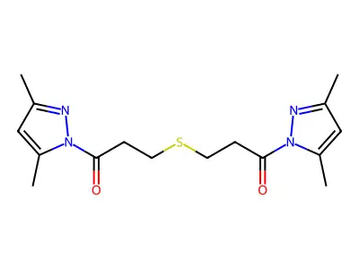 1-(3,5-dimethylpyrazol-1-yl)-3-[3-(3,5-dimethylpyrazol-1-yl)-3-oxopropyl]sulfanylpropan-1-one structure