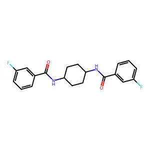 3-fluoro-N-[4-[(3-fluorobenzoyl)amino]cyclohexyl]benzamide structure