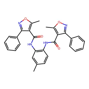 5-methyl-N-[4-methyl-2-[(5-methyl-3-phenyl-1,2-oxazole-4-carbonyl)amino]phenyl]-3-phenyl-1,2-oxazole-4-carboxamide structure