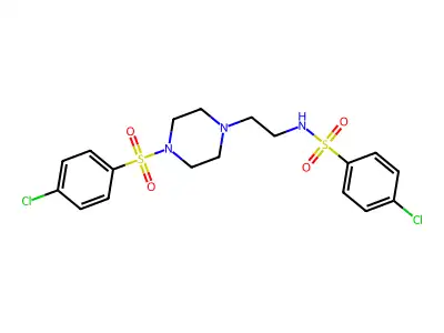 4-CHLORO-1-((4-(2-(((4-CHLOROPHENYL)SULFONYL)AMINO)ETHYL)PIPERAZINYL)SULFONYL)BENZENE structure