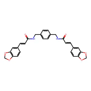(E)-3-(1,3-benzodioxol-5-yl)-N-[[4-[[[(E)-3-(1,3-benzodioxol-5-yl)prop-2-enoyl]amino]methyl]phenyl]methyl]prop-2-enamide structure