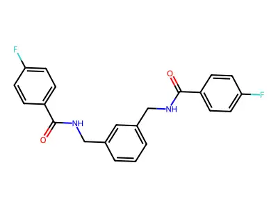 N,N'-[1,3-Phenylenebis(methylene)]bis(4-fluorobenzamide) structure