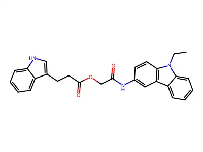 [2-[(9-ethylcarbazol-3-yl)amino]-2-oxoethyl] 3-(1H-indol-3-yl)propanoate structure