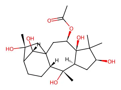 3,5,10,14,16-Pentahydroxygrayanotoxan-6-yl acetate structure