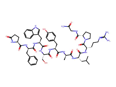 H-DL-Pyr-DL-Phe-DL-Trp-DL-Ser-DL-Tyr-DL-Ala-DL-Leu-DL-Arg-DL-Pro-Gly-NH2 structure