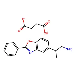 Butanedioic acid--2-(2-phenyl-1,3-benzoxazol-5-yl)propan-1-amine (1/1) structure