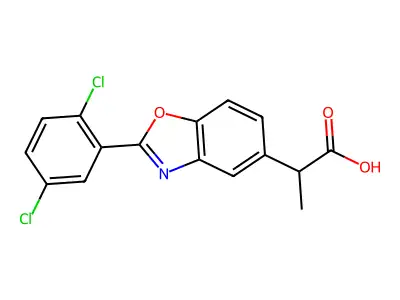 5-Benzoxazoleacetic acid, 2-(2,5-dichlorophenyl)-alpha-methyl- structure