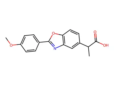 5-Benzoxazoleacetic acid, 2-(4-methoxyphenyl)-alpha-methyl- structure