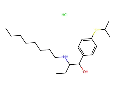 4-((1-Methylethyl)thio)-alpha-(1-(octylamino)propyl)benzenemethanol hydrochloride structure