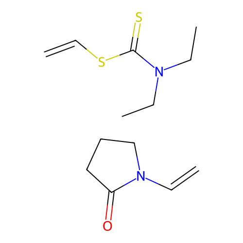 ethenyl N,N-diethylcarbamodithioate;1-ethenylpyrrolidin-2-one structure