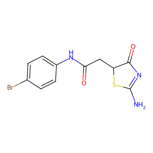 2-(2-amino-4-oxo-4,5-dihydro-1,3-thiazol-5-yl)-N-(4-bromophenyl)acetamide structure