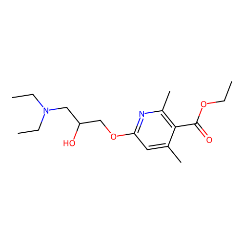 Nicotinic acid, 6-(3-diethylamino-2-hydroxypropoxy)-2,4-dimethyl-, ethyl ester structure