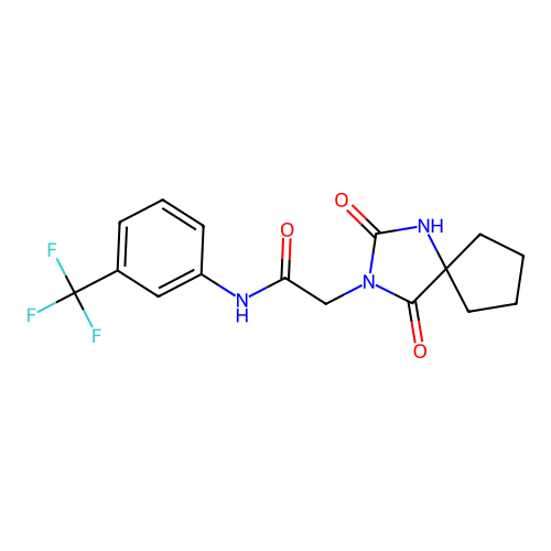 2-(2,4-dioxo-1,3-diazaspiro[4.4]nonan-3-yl)-N-[3-(trifluoromethyl)phenyl]acetamide structure