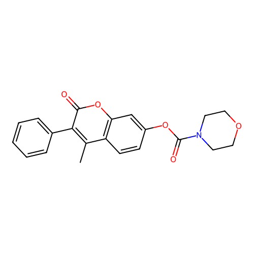 4-methyl-2-oxo-3-phenyl-2H-chromen-7-yl morpholine-4-carboxylate structure