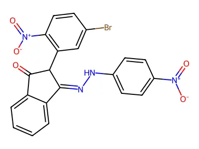 (3E)-2-(5-bromo-2-nitrophenyl)-3-[(4-nitrophenyl)hydrazinylidene]inden-1-one structure