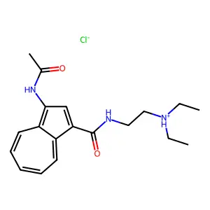 1-Azulenecarboxamide, 3-acetamido-N-(2-(diethylamino)ethyl)-, hydrochloride structure