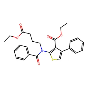 Ethyl 2-(benzoyl(4-ethoxy-4-oxobutyl)amino)-4-phenyl-3-thiophenecarboxylate structure