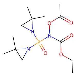 (Bis(2,2-dimethyl-1-aziridinyl)phosphinyl)(ethoxycarbonyl)azanyl acetate structure