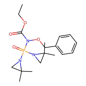 ethyl N-bis(2,2-dimethylaziridin-1-yl)phosphoryl-N-phenylmethoxycarbamate structure