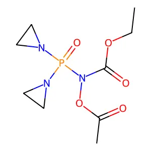 Carbamic acid, acetoxy(bis(1-aziridinyl)phosphinyl)-, ethyl ester structure