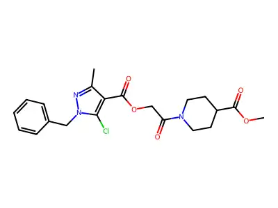 methyl 1-[2-(1-benzyl-5-chloro-3-methylpyrazole-4-carbonyl)oxyacetyl]piperidine-4-carboxylate structure