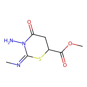 2H-1,3-Thiazine-6-carboxylic acid, 3-aminotetrahydro-2-(methylimino)-4-oxo-, methyl ester structure