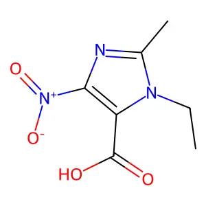 1-ethyl-2-methyl-4-nitro-1H-imidazole-5-carboxylic acid structure