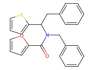 N-benzyl-N-(2-phenyl-1-thiophen-2-ylethyl)furan-2-carboxamide structure