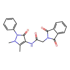 N-(1,5-dimethyl-3-oxo-2-phenylpyrazol-4-yl)-2-(1,3-dioxoisoindol-2-yl)acetamide structure